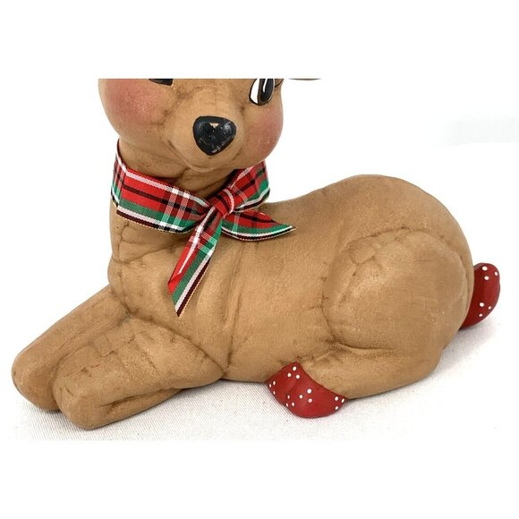 Kimple Deer Reindeer Red Brown Hand Painted Hand Painted 8" long Vintage - Picture 3 of 7